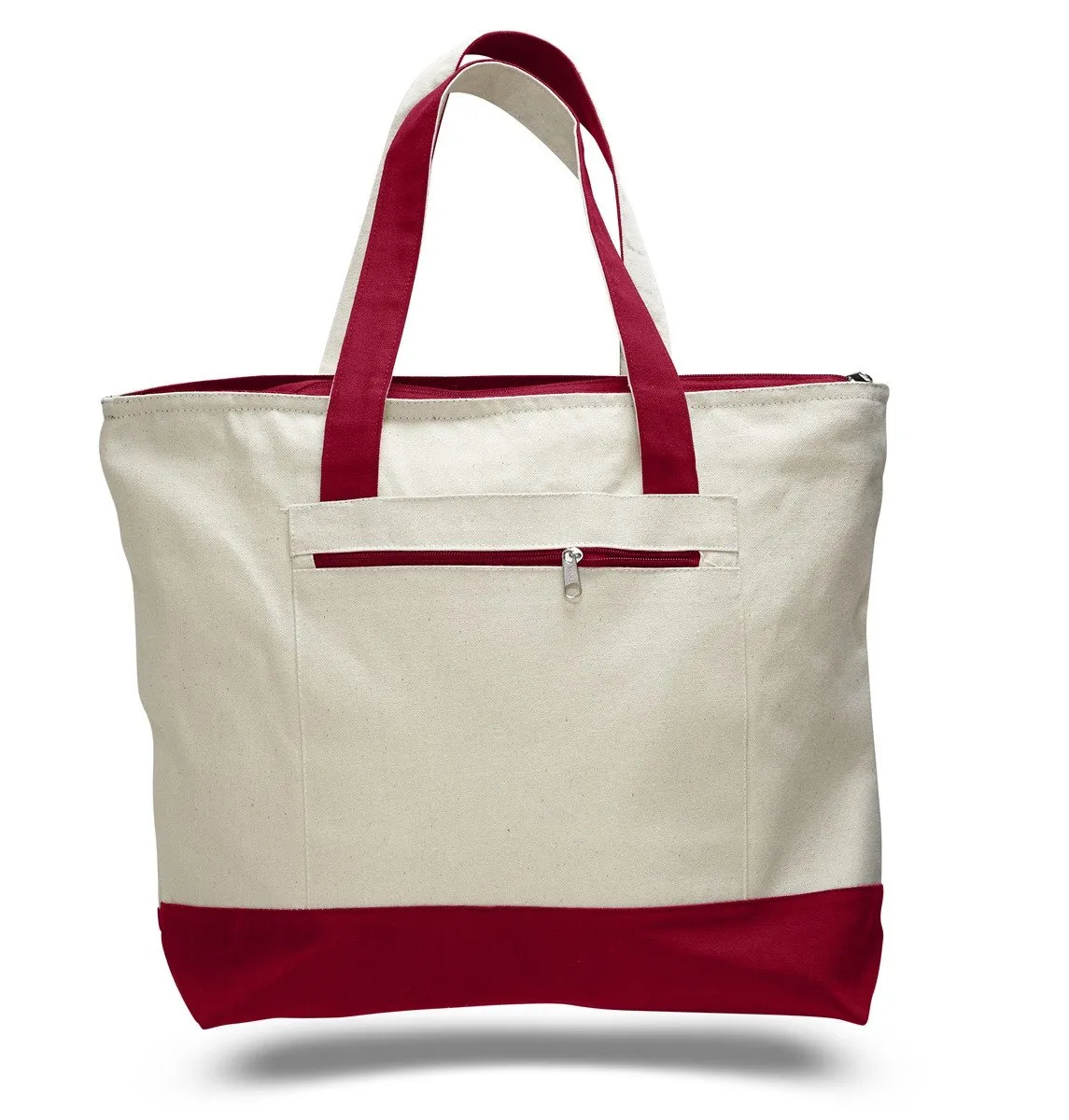 12 ct Heavy Canvas Zippered Shopping Tote Bags - By Dozen