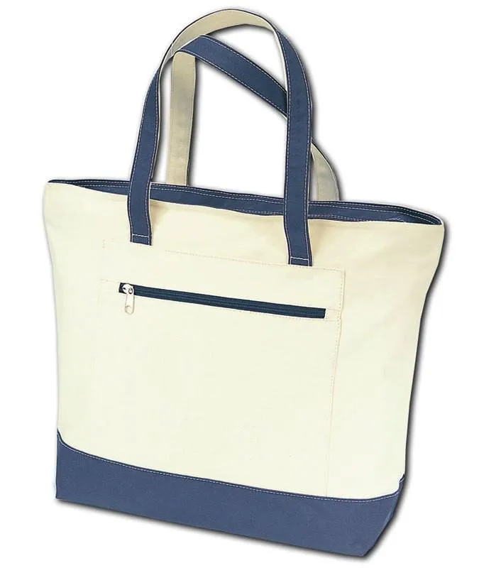 12 ct Heavy Canvas Zippered Shopping Tote Bags - By Dozen