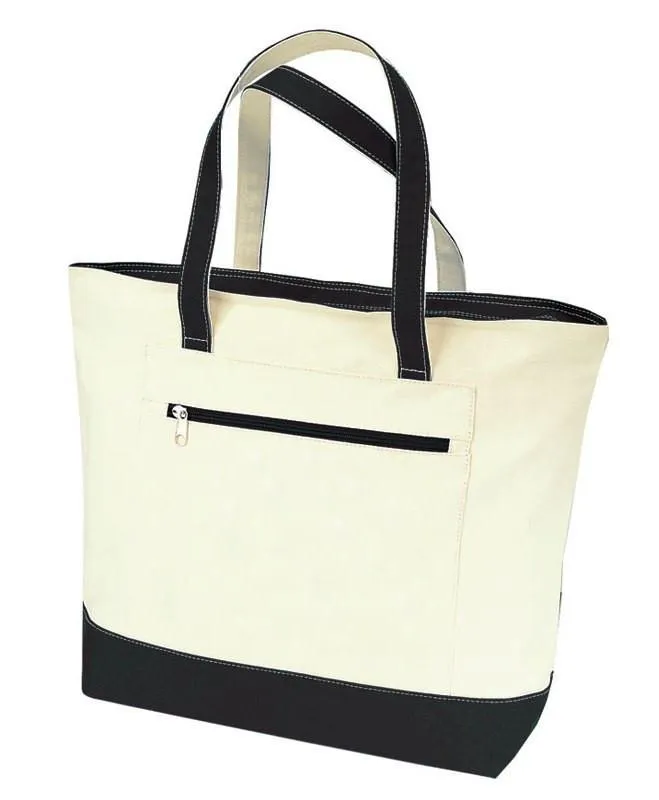 12 ct Heavy Canvas Zippered Shopping Tote Bags - By Dozen