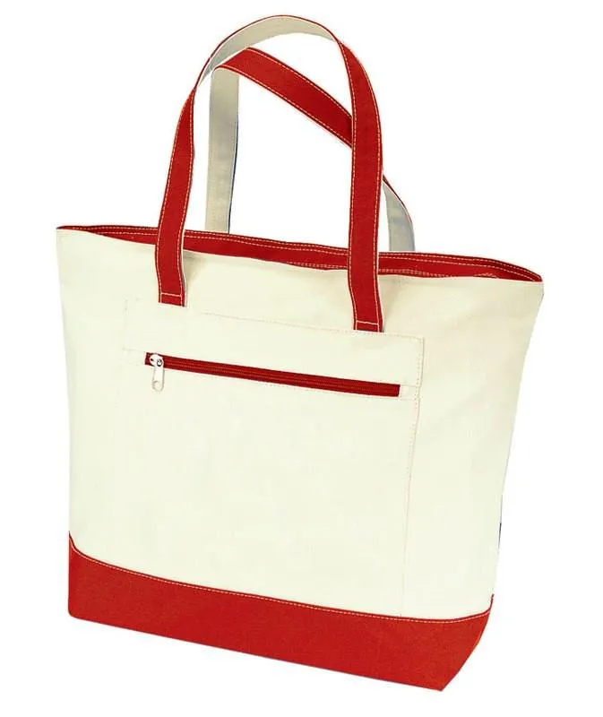 12 ct Heavy Canvas Zippered Shopping Tote Bags - By Dozen