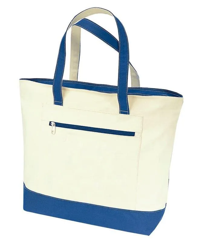 12 ct Heavy Canvas Zippered Shopping Tote Bags - By Dozen