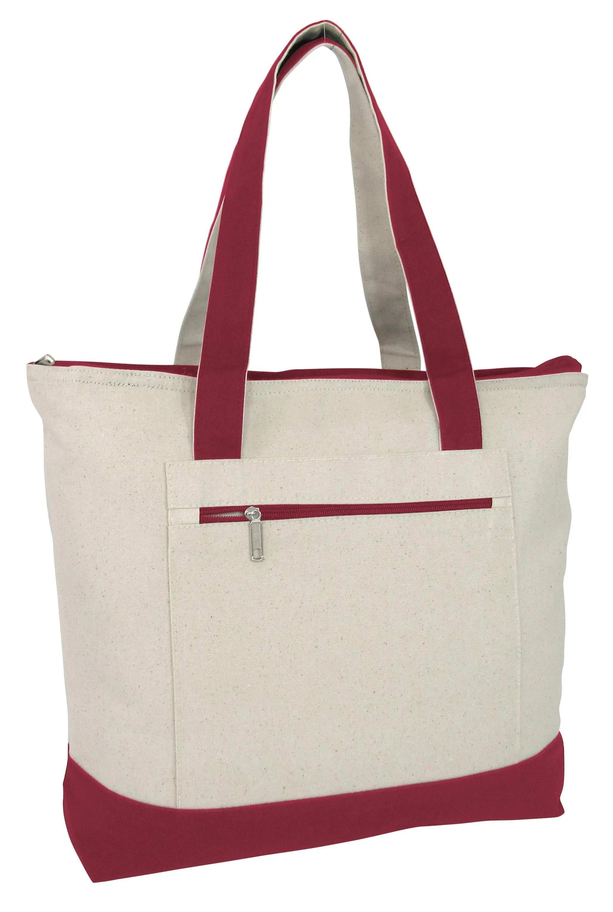 12 ct Heavy Canvas Zippered Shopping Tote Bags - By Dozen