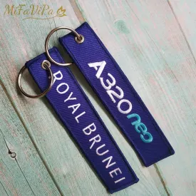 2 PCS ROYAL BRUNEI A320 EMBROIDERY KEY CHAIN