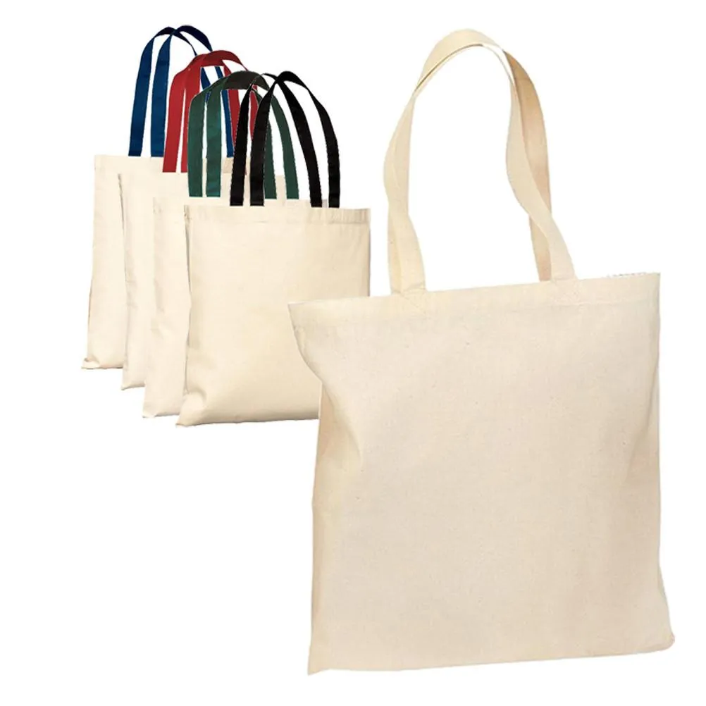 240 ct 100% Cotton Value Tote Bag with Contrast Handles - By Case