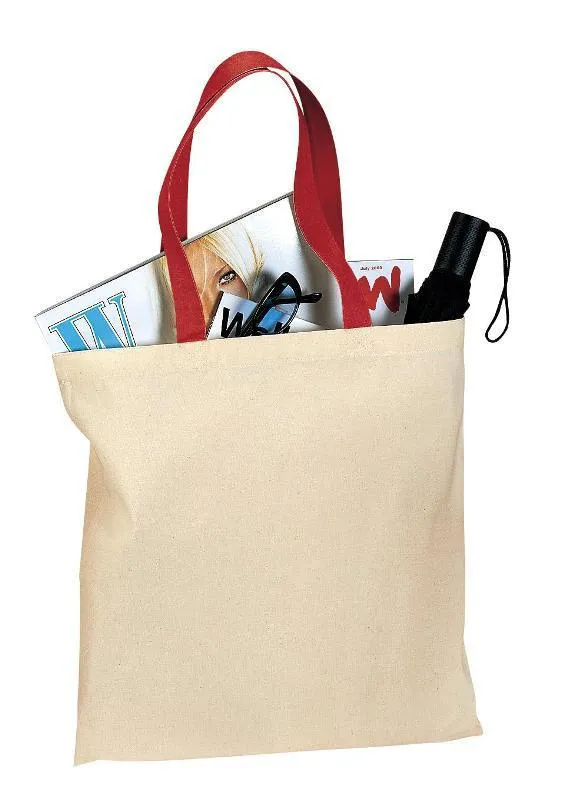 240 ct 100% Cotton Value Tote Bag with Contrast Handles - By Case