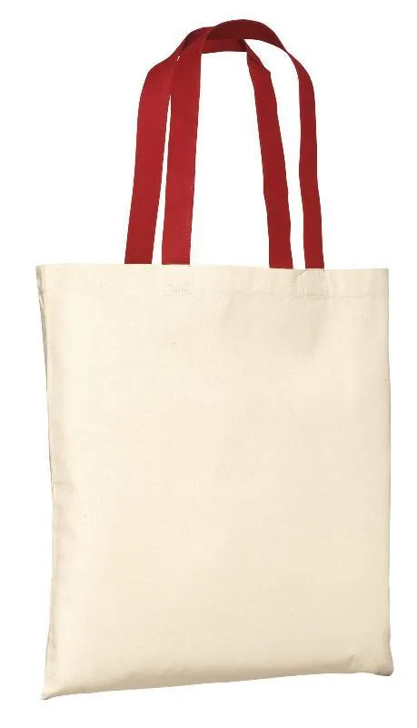 240 ct 100% Cotton Value Tote Bag with Contrast Handles - By Case