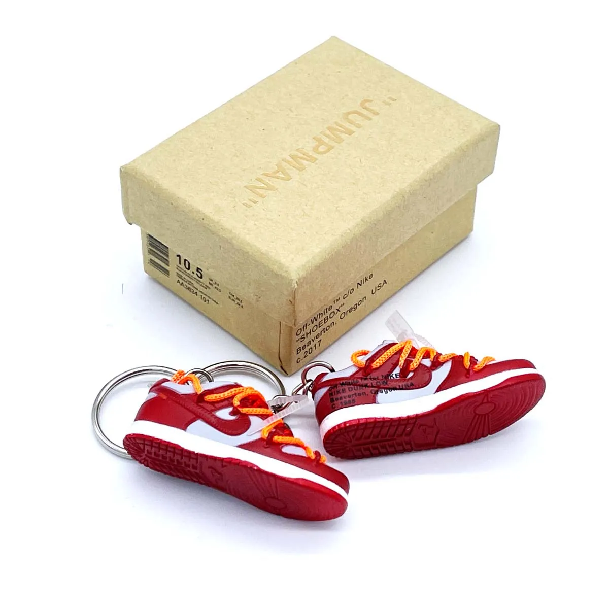 3D Sneaker Keychain- Nike SB Dunk Low Off-White University Red Pair