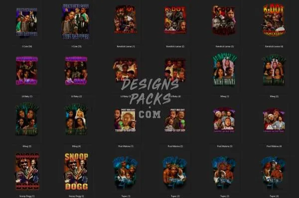 45 Vintage Rap Mix V1 Designs Bundle PNG