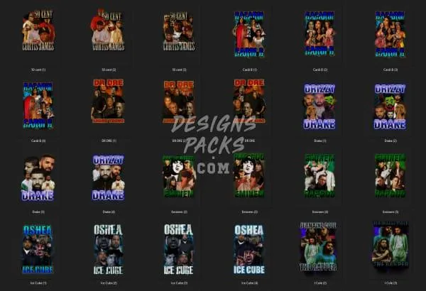 45 Vintage Rap Mix V1 Designs Bundle PNG