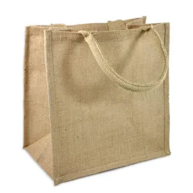 48 ct Square Burlap Bags - Wholesale Jute Tote Bags W/Deep Full Gusset - By Case