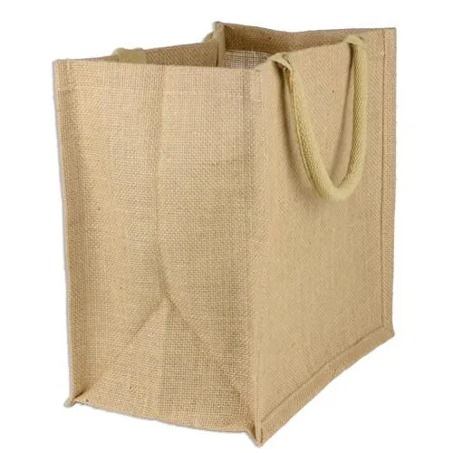 48 ct Square Burlap Bags - Wholesale Jute Tote Bags W/Deep Full Gusset - By Case