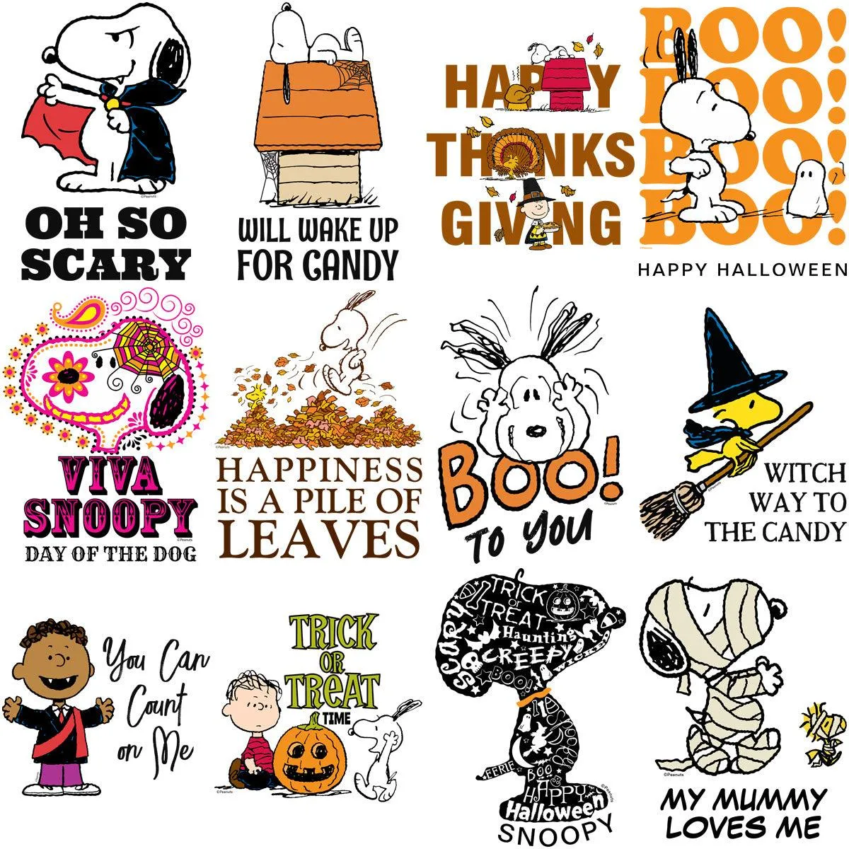 70 Halloween Thanksgiving Cartoon Dog Designs Bundle PNG