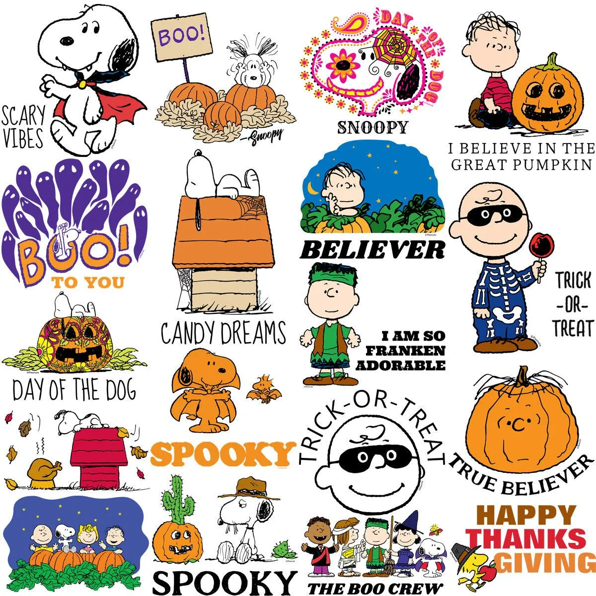 70 Halloween Thanksgiving Cartoon Dog Designs Bundle PNG