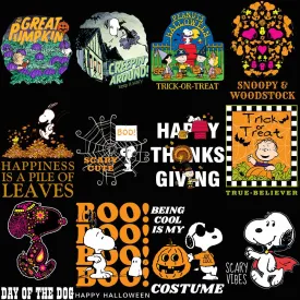 70 Halloween Thanksgiving Cartoon Dog Designs Bundle PNG