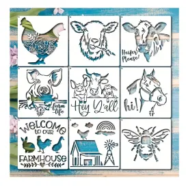 9 Piece Farm Stencils | Create Unique DIY Decorations With Designs