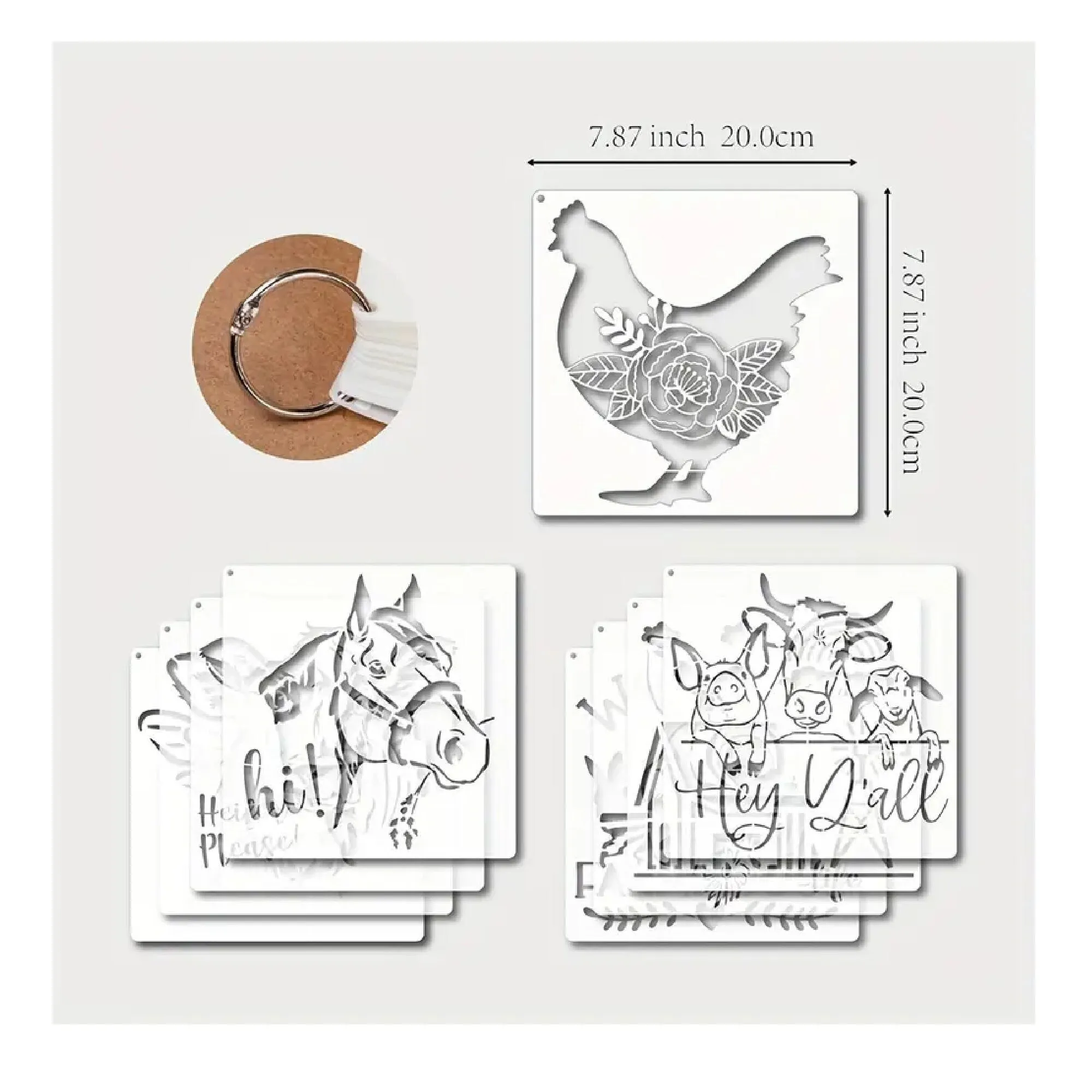 9 Piece Farm Stencils | Create Unique DIY Decorations With Designs