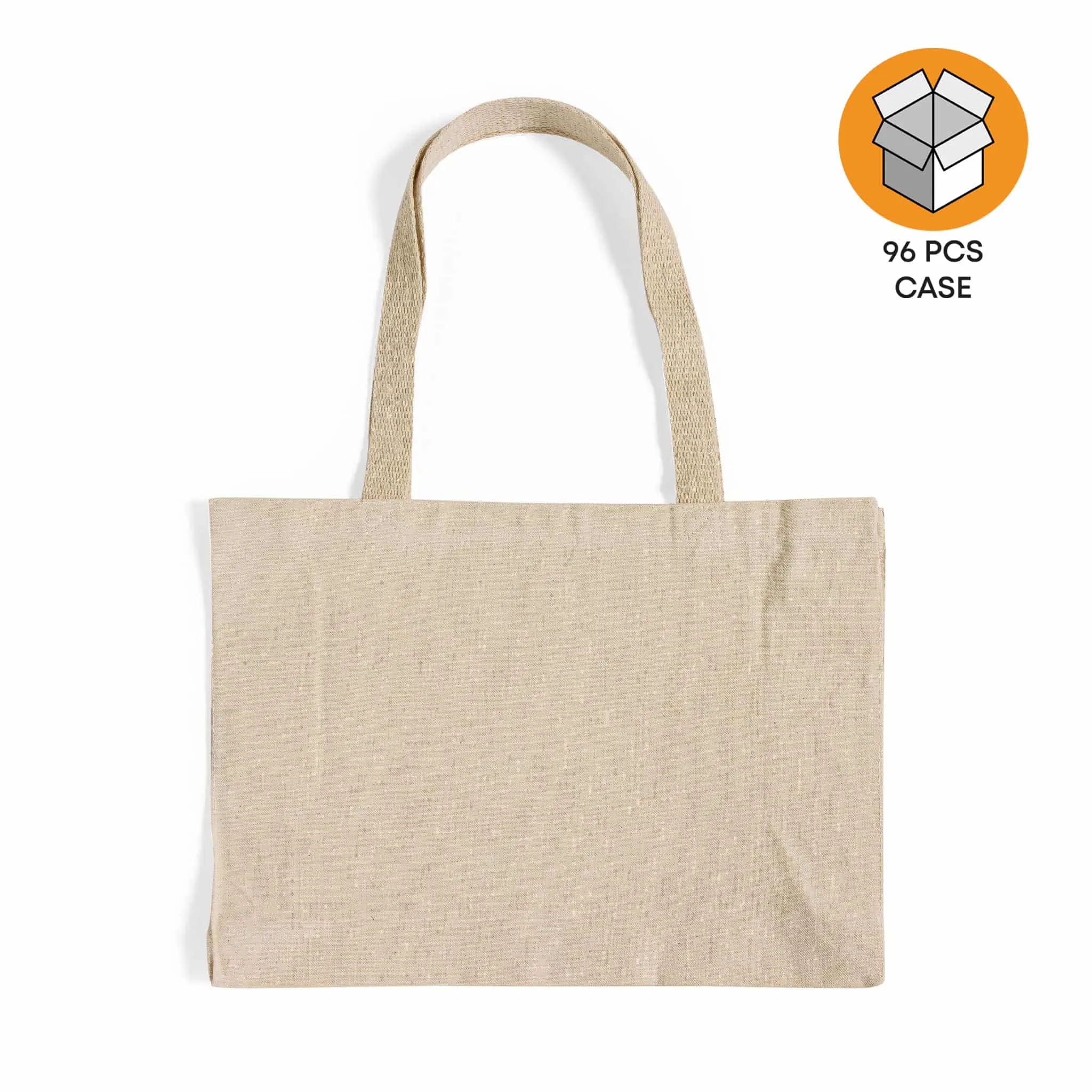 96 ct Full Gusset Heavy Canvas Affordable Horizontal Tote Bags - By Case