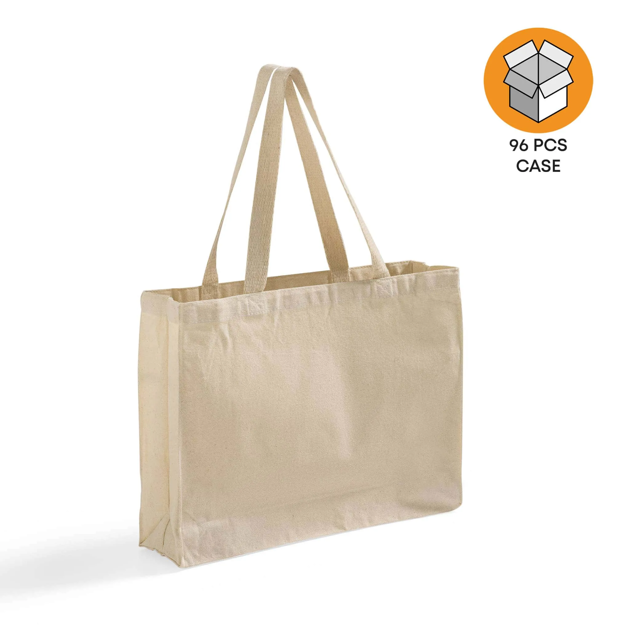 96 ct Full Gusset Heavy Canvas Affordable Horizontal Tote Bags - By Case