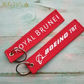 A ROYAL BRUNEI SIDE B BOEING 787 EMBROIDERY KEY CHAIN