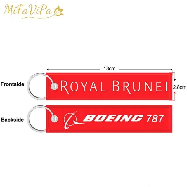 A ROYAL BRUNEI SIDE B BOEING 787 EMBROIDERY KEY CHAIN