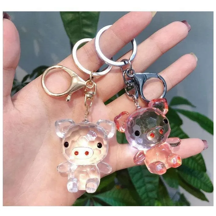 Acrylic Pink Pig Keychains