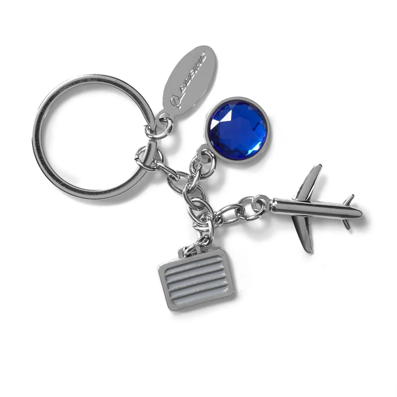 Airplane and Suitcase Charm Keychain