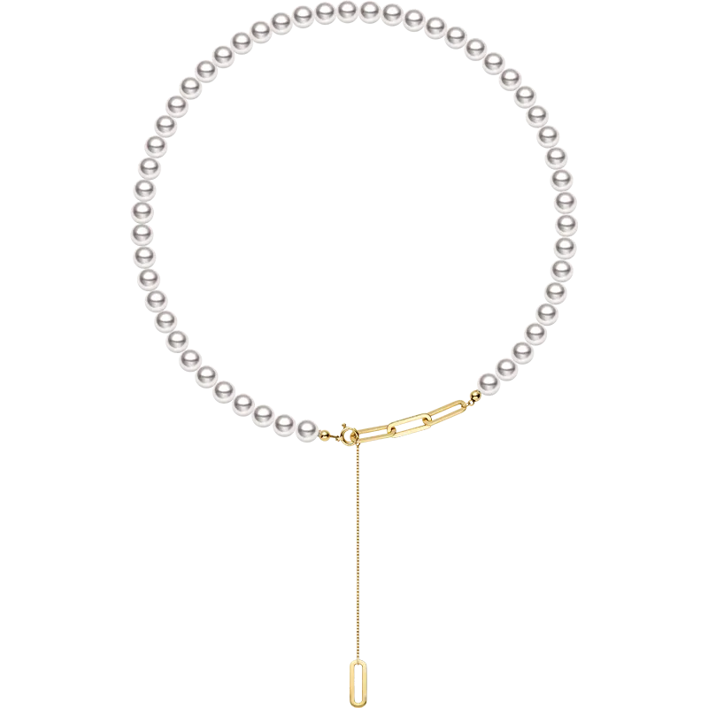 Akoya Pearl 18K Gold Unique Chain Design Extraordinary Necklace