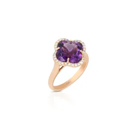 Amethyst Flower and Diamond Ring by Yael - Rose Gold