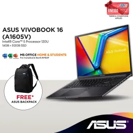 Asus Vivobook 16 A1605V-APMB035WS/036WS 16" WUXGA Laptop (Intel® Core™ 5 120U | 16GB | 512GB SSD | Intel Graphics | H&S)