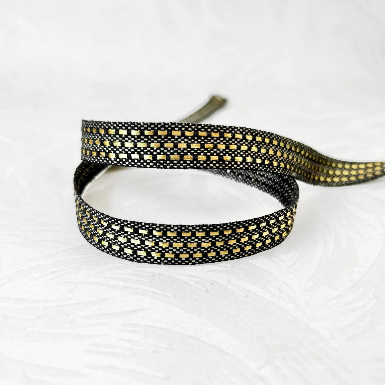 Basket Weave Tape With Metallic Gold Dashes