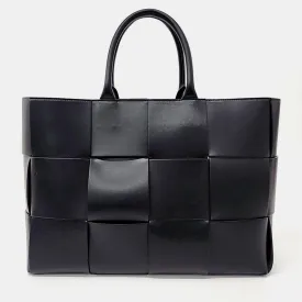 Black Leather Medium Arco Tote Bag