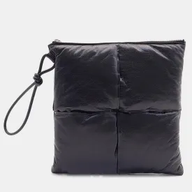 Black Leather Padded Square Pouch