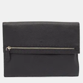 Black Selleria Leather Wristlet Clutch