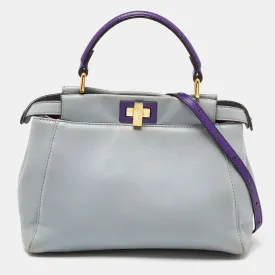 Blue/Purple Leather Mini Peekaboo Top Handle Bag