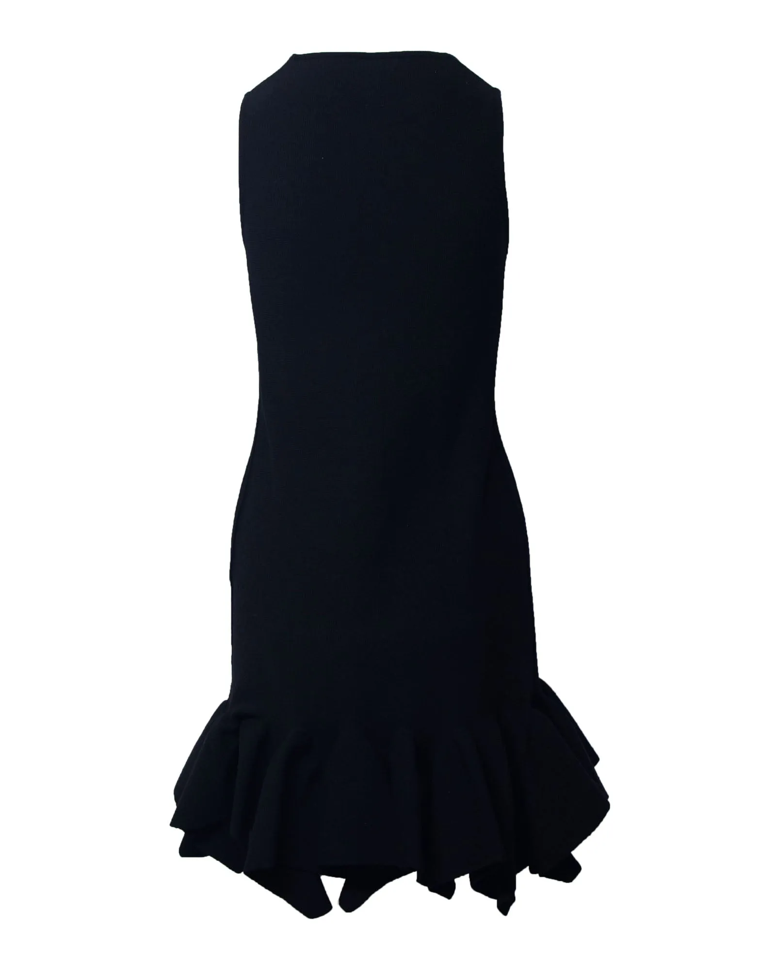 Bottega Veneta Fluted Dress in Black Wool