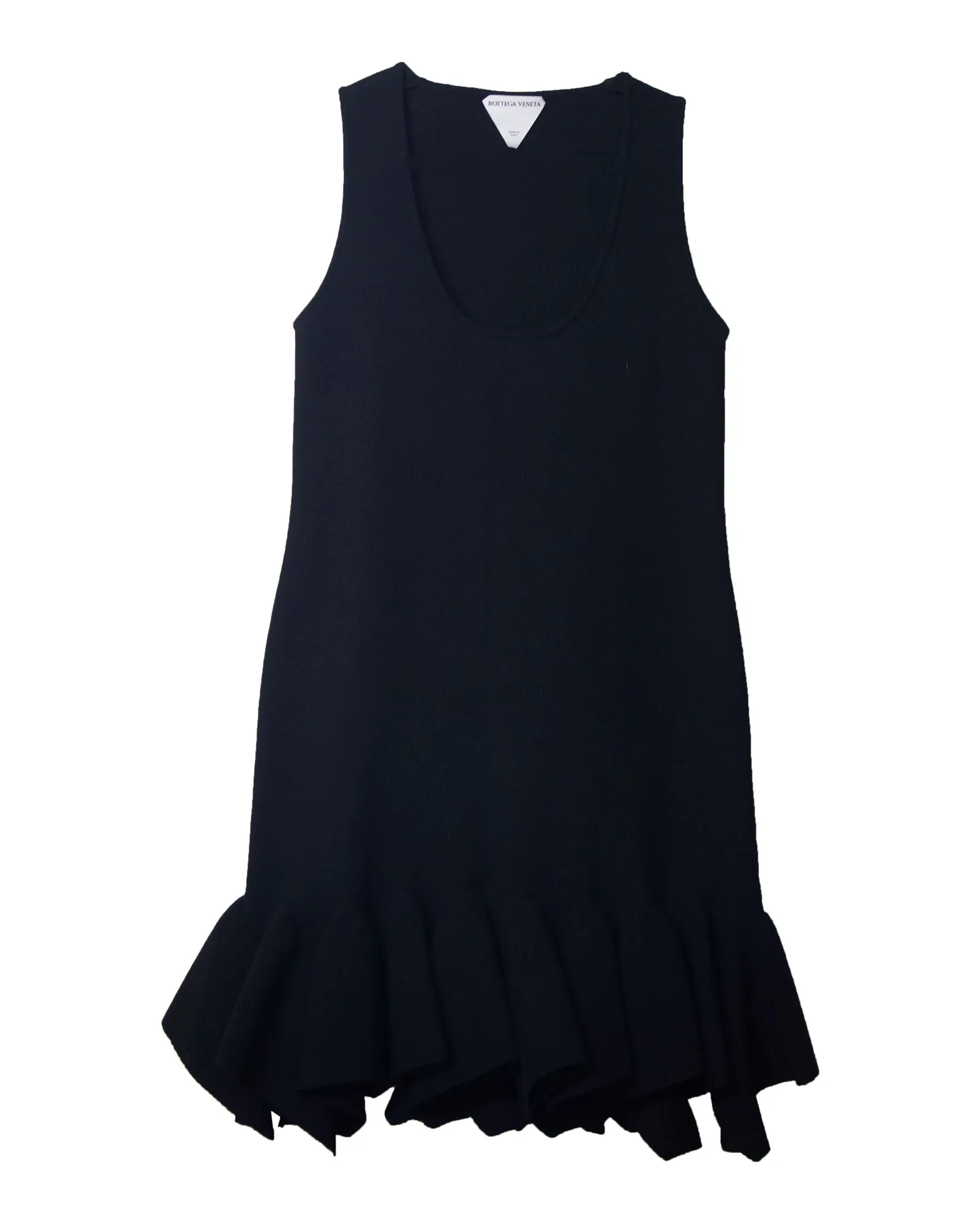 Bottega Veneta Fluted Dress in Black Wool