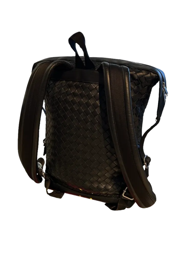 Bottega Veneta Intrecciato Black Leather Backpack