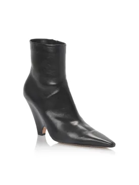 BOTTEGA VENETA Womens Black Comfort Pointed Toe Kitten Heel Zip-Up Leather Dress Heeled Boots