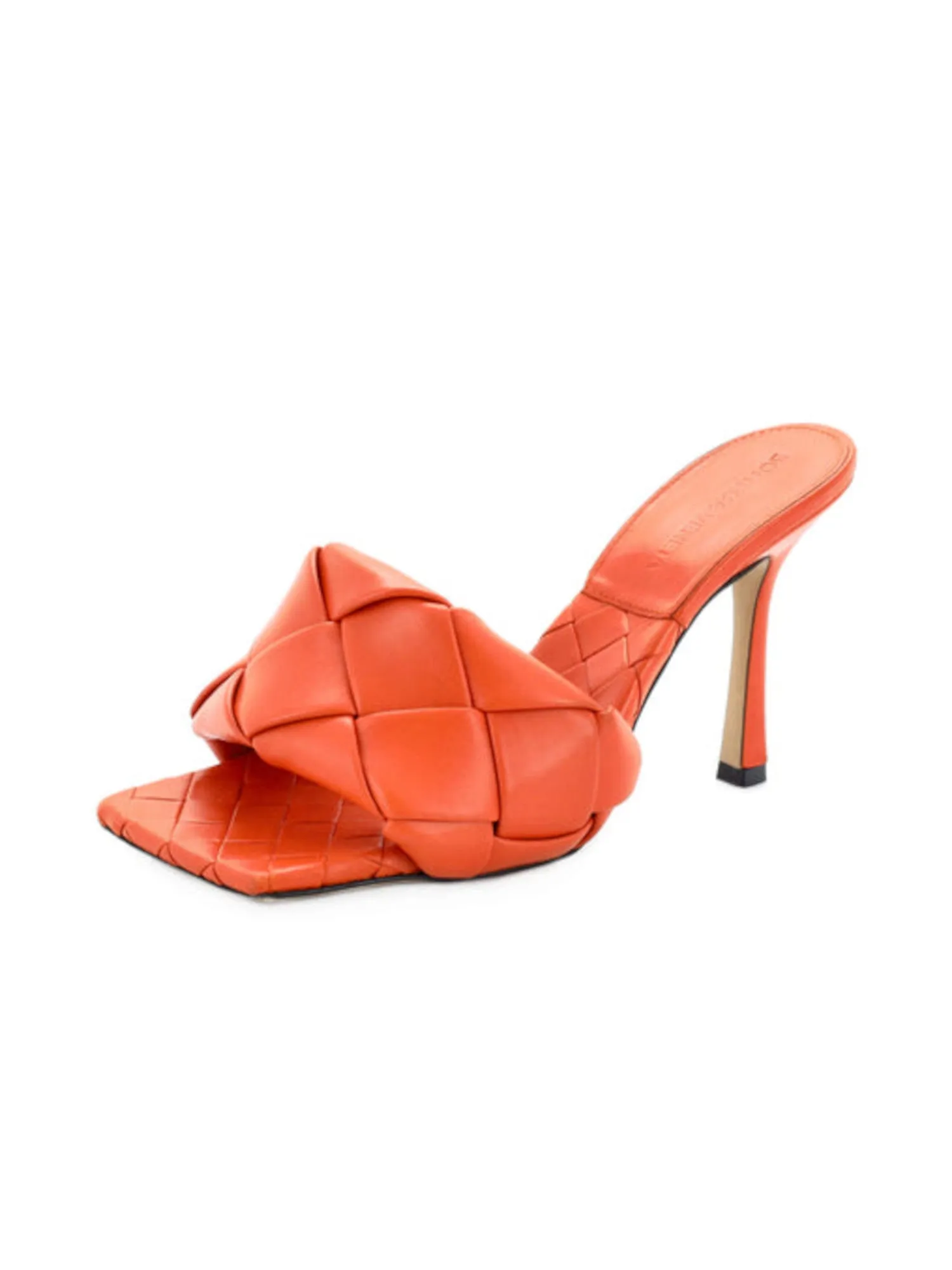 BOTTEGA VENETA Womens Coral Logo Quilted Square Toe Stiletto Slip On Leather Dress Heeled