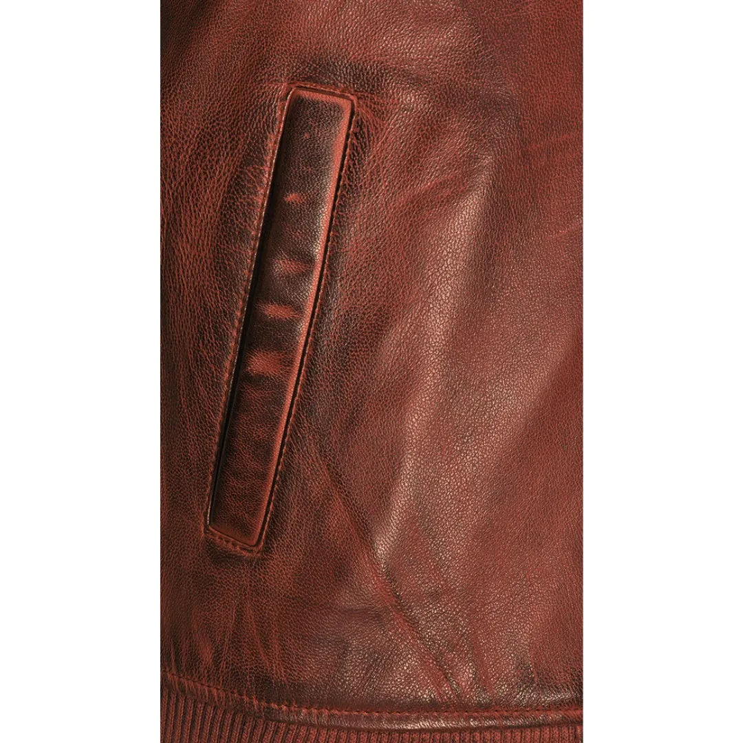 Boyd's Rust Leather Jacket with ribbed cuffs