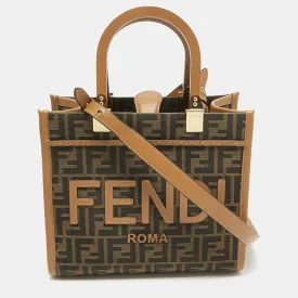 Brown FF Jacquard Fabric Small Sunshine Tote