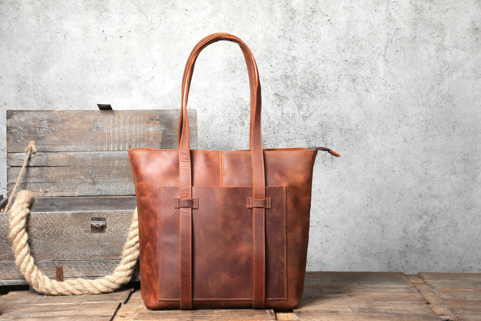 Brown Leather Tote Bag