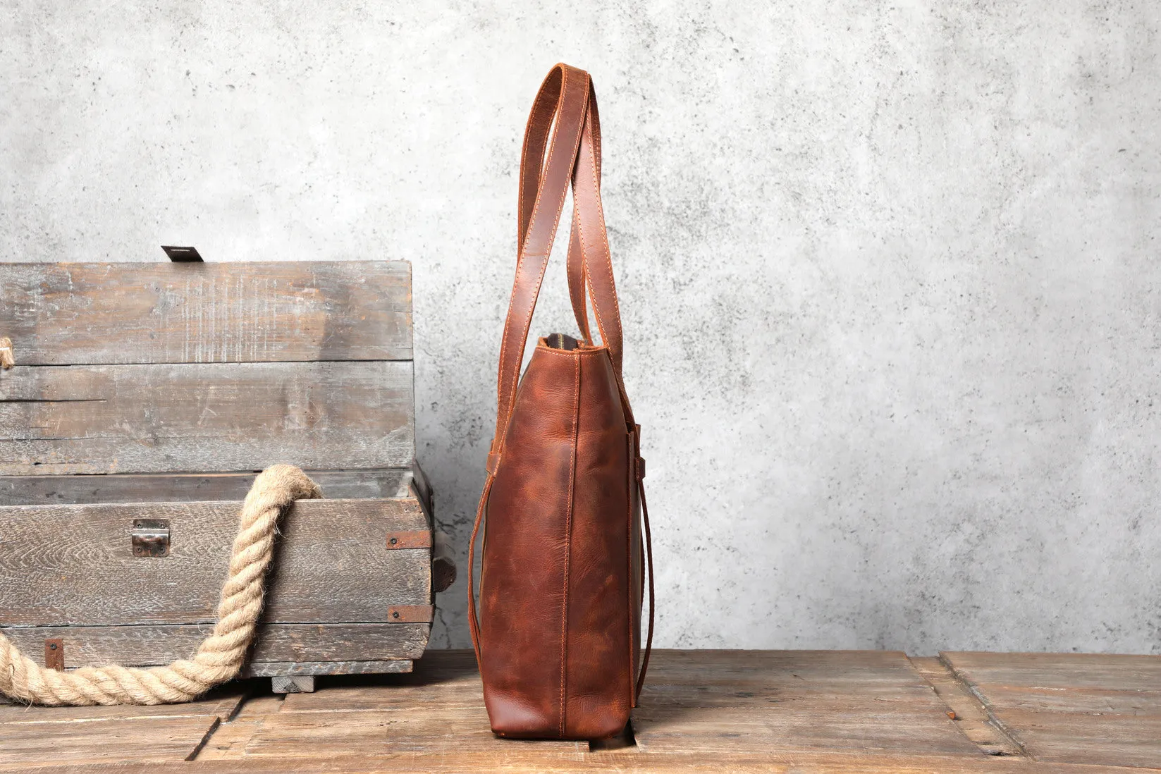 Brown Leather Tote Bag