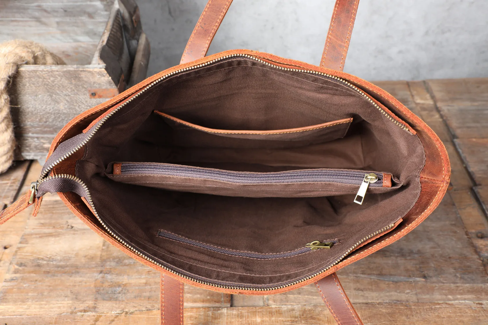 Brown Leather Tote Bag