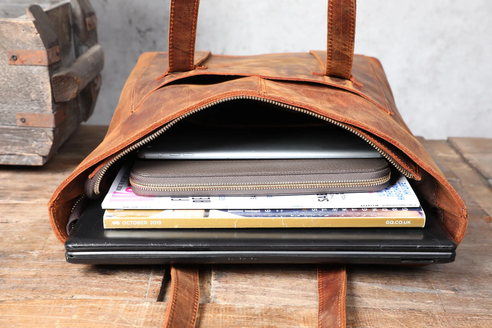 Brown Leather Tote Bag