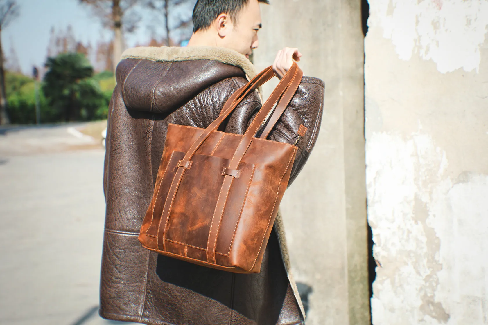 Brown Leather Tote Bag