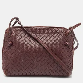 Burgundy Intrecciato Leather Nodini Crossbody Bag