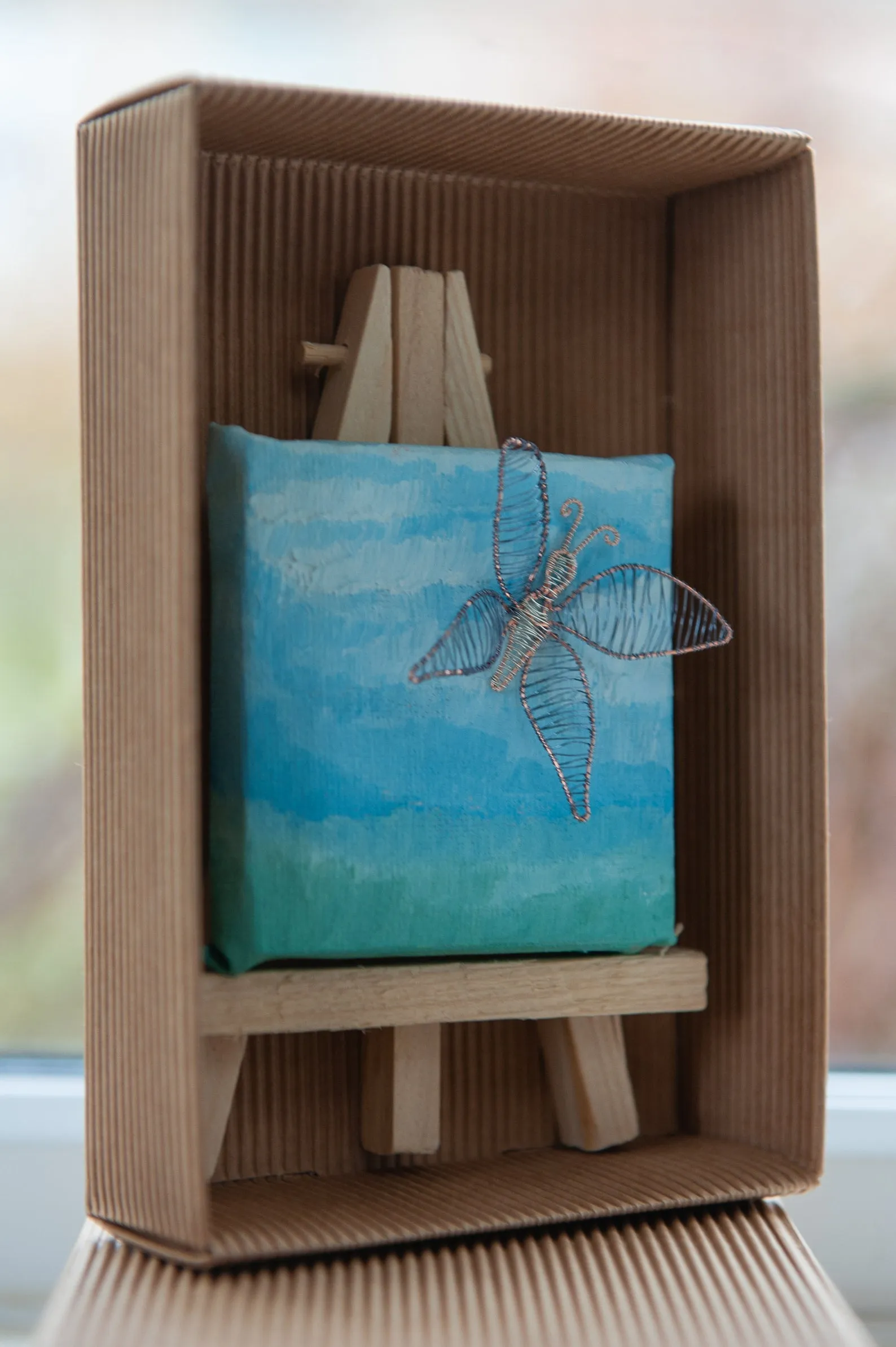 Butterfly on Blue and Green Mini Easel