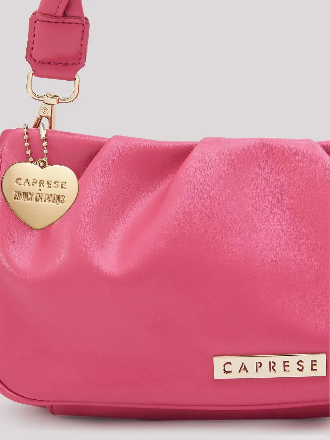 Caprese Emily In Paris Solid Medium Sling Handbag Fuschia