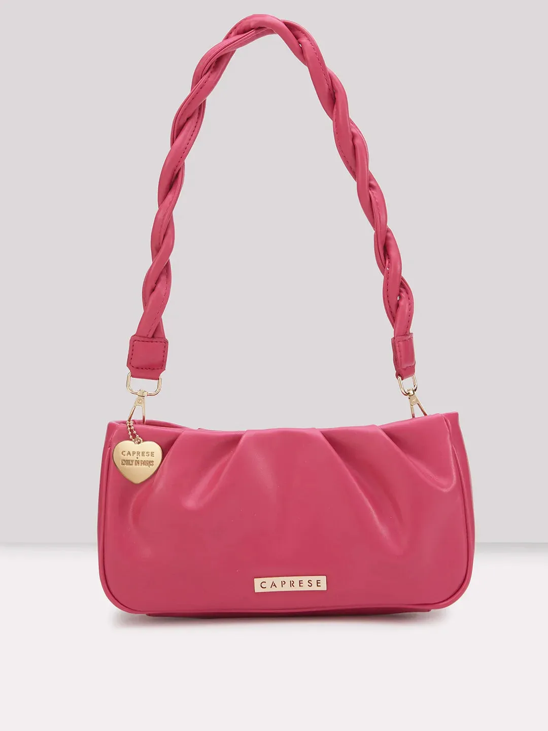 Caprese Emily In Paris Solid Medium Sling Handbag Fuschia